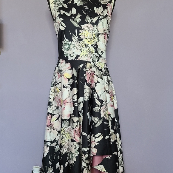 WHBM Floral Black and Pink Women's Dress - Picture 1 of 11